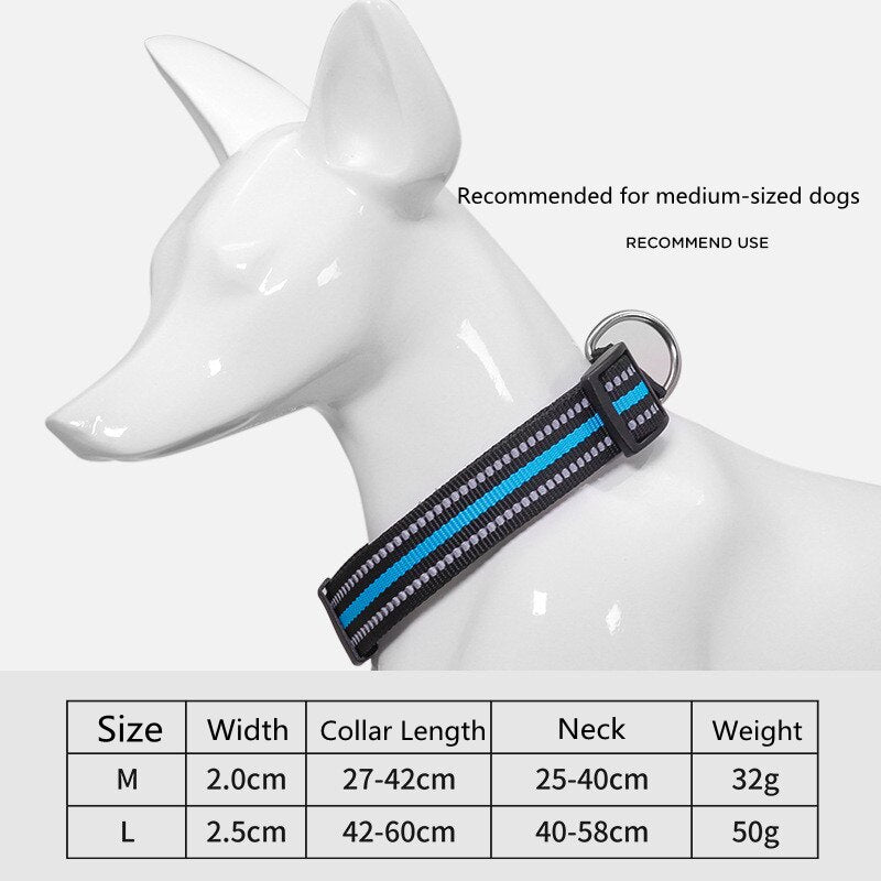 Reflective Dog Collar Nylon Adjustable Pet Collar