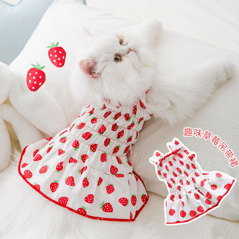 Strawberry For Dogs Dress Suspenders Pet Dog Clothes