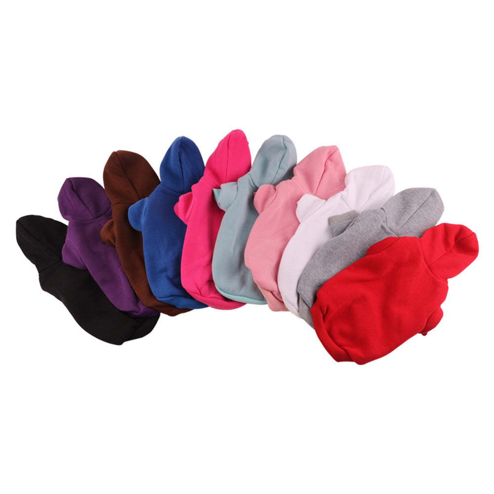 Pet Cat Solid Hooded Sweatshirt Winter Warm Hoodies Outfit