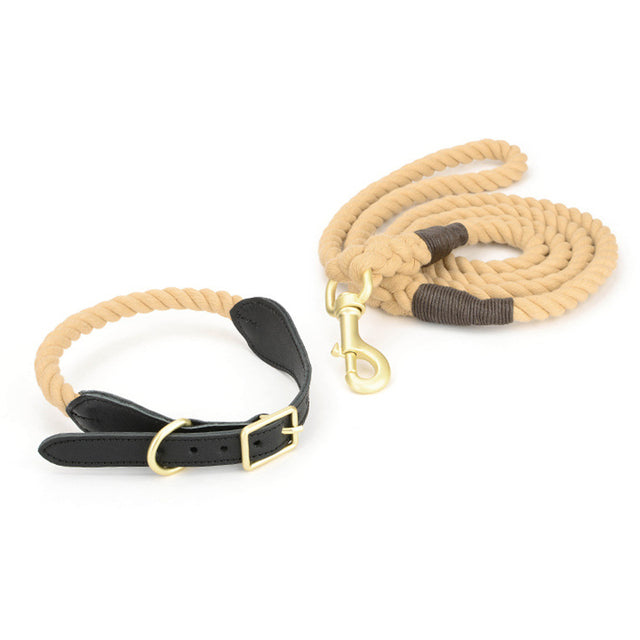 Premium Cotton Rope Dog Leash Collar Set