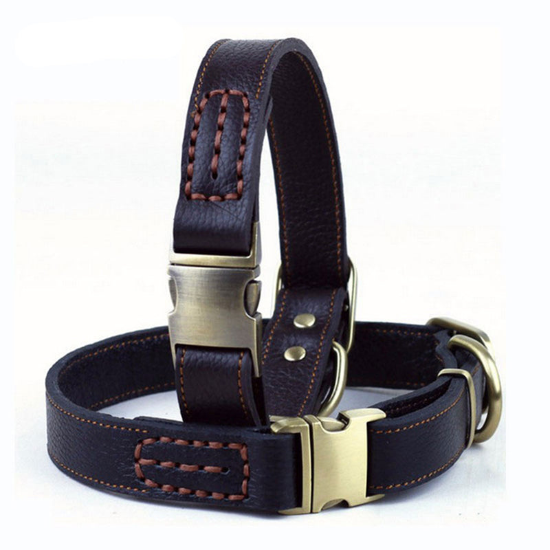 Leather Pet Dog Heavy Duty Solid Color Collars