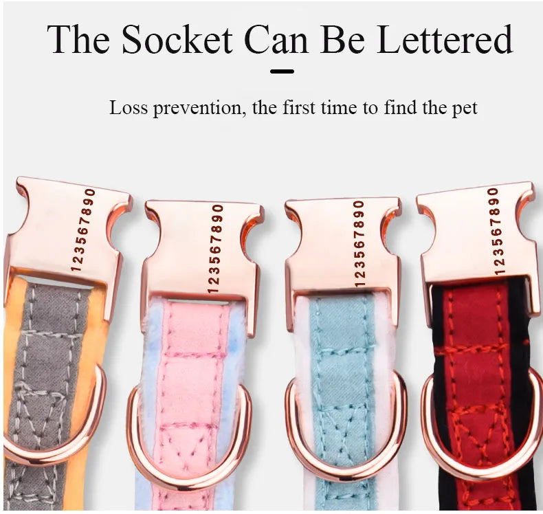 Dog Collar With Six-petal Flower Bowknot Velvet Collar