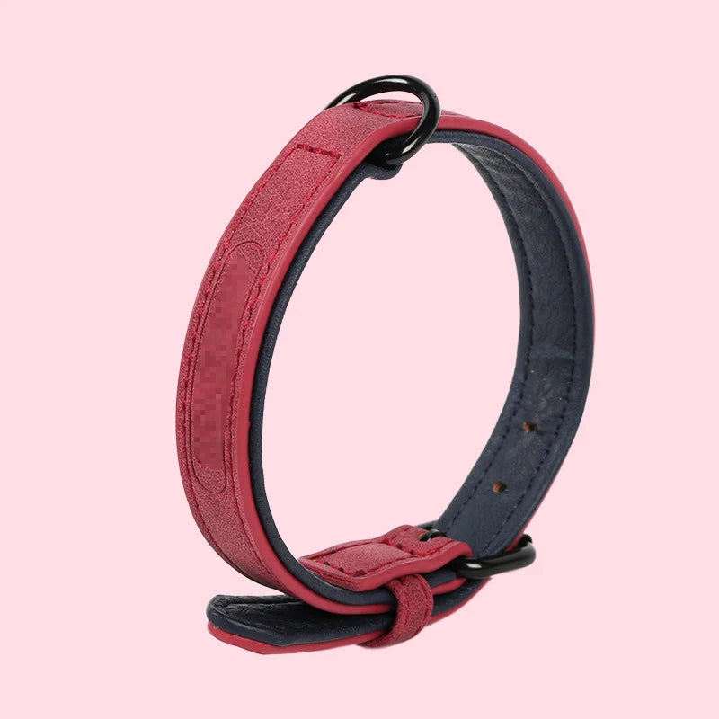 Colorful Comfortable PU Pet Collar Durable Leather With Metal Buckle