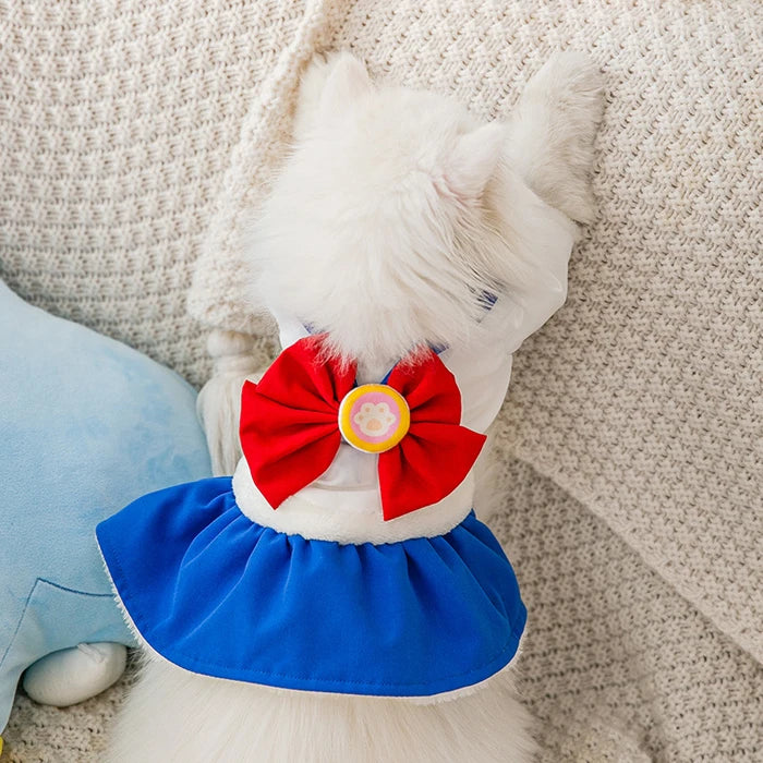 Cat Student Dress Thicken Warm Pet Skirt Clothes