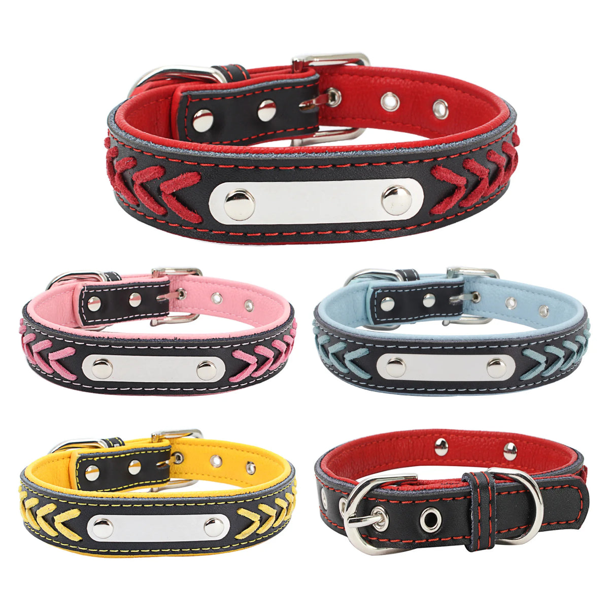 Leather Braided Dog Collar Neck Strap