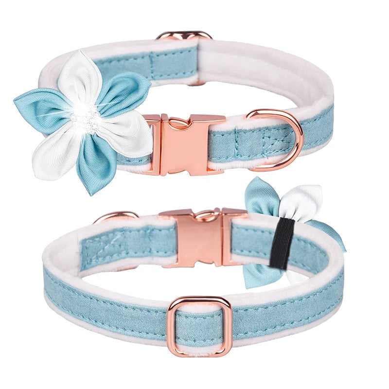 Dogs Cats Nylon Adjustable Metal Buckle Dog Collar Set