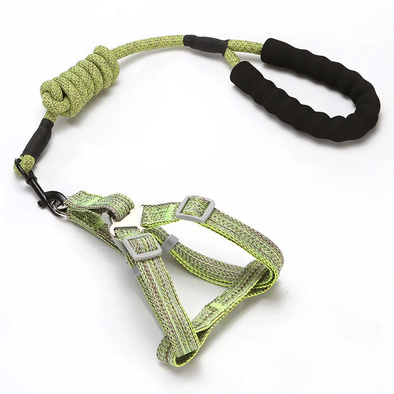 Nylon Dog Pet Chest Harness Leash Set With Foam Handle