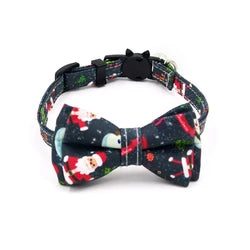 Bowknot Christmas Floral Cat Collar Bell Pet Dog Xmas
