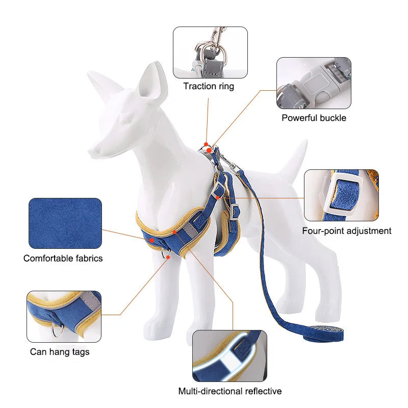 Dog Breathable Adjustable Harness Vest Walking Lead Leash
