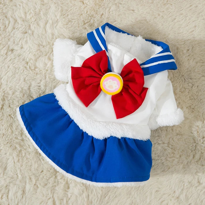 Cat Student Dress Thicken Warm Pet Skirt Clothes