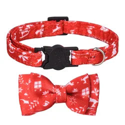 Bowknot Christmas Floral Cat Collar Bell Pet Dog Xmas