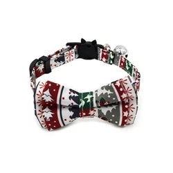 Bowknot Christmas Floral Cat Collar Bell Pet Dog Xmas