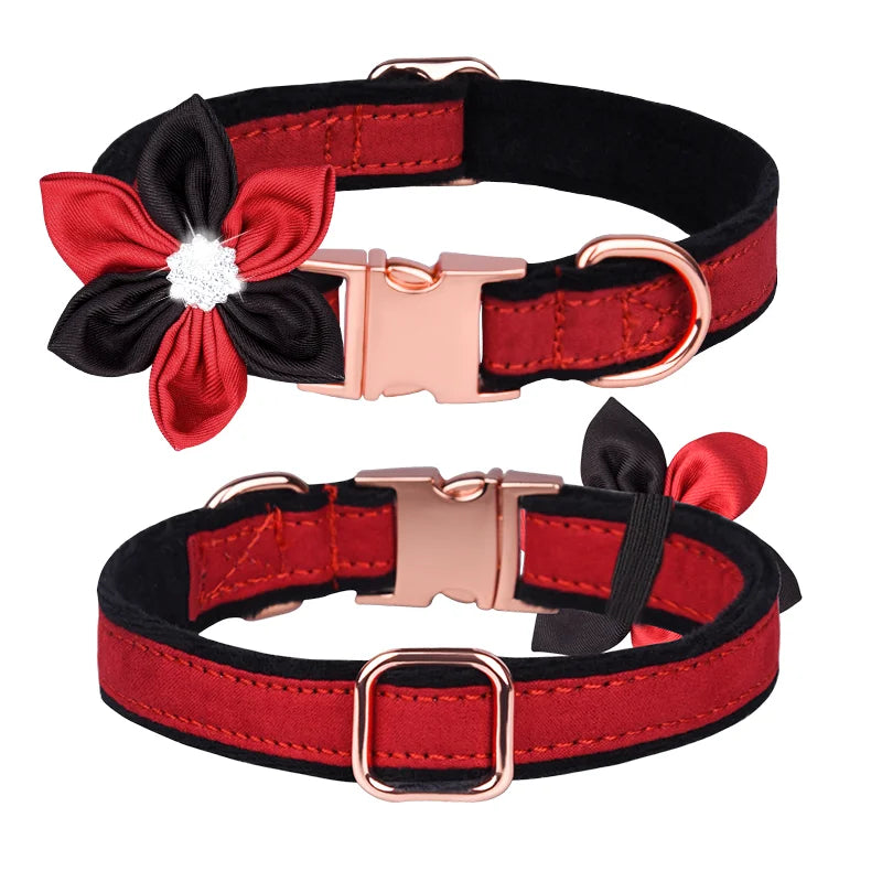 Dogs Cats Nylon Adjustable Metal Buckle Dog Collar Set