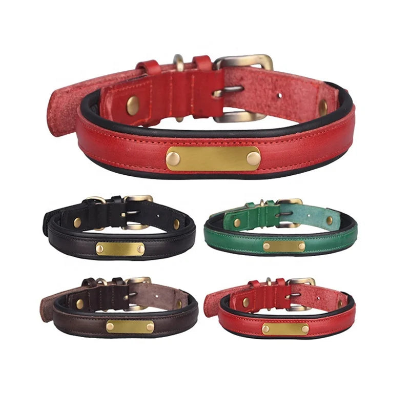 Adjustable Leather Cowhide Leather Dogs Collar