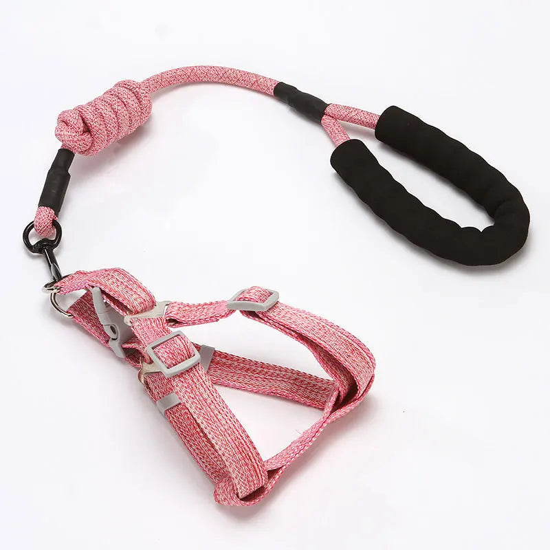 Nylon Dog Pet Chest Harness Leash Set With Foam Handle