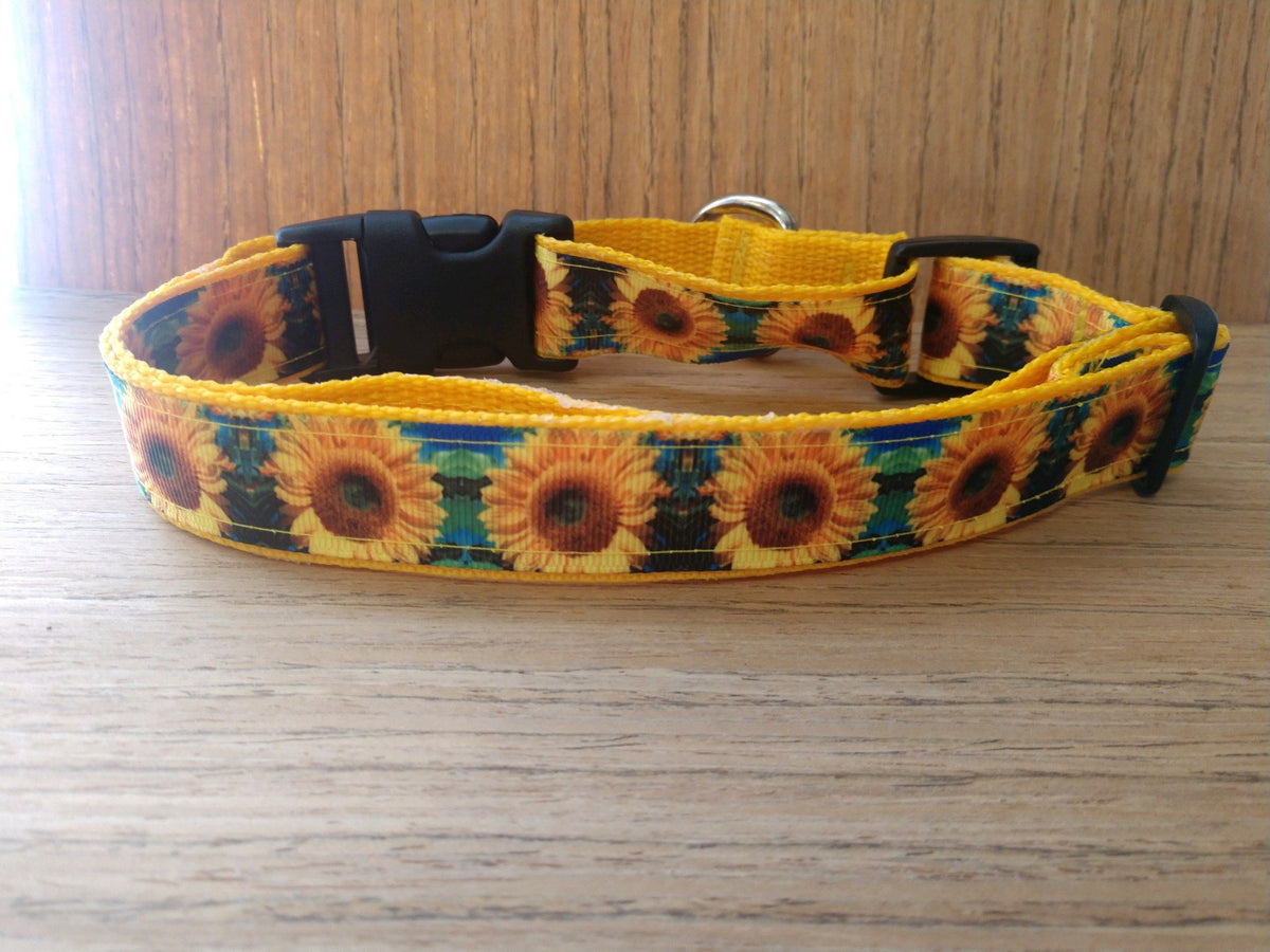 Leash/ Large/ Blue & Green Sunflowers - [[Product type]] | Buffy's