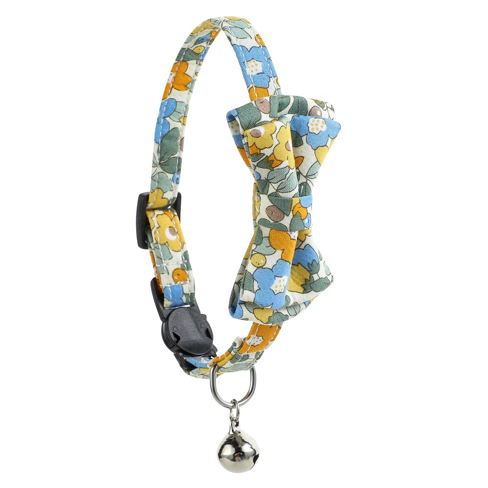 Floral Pet Bow Knot Cat Bow Tie Collars With Bell
