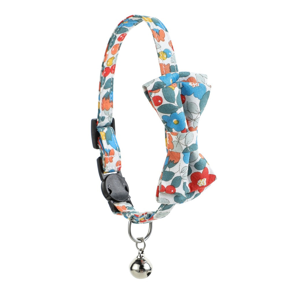 Floral Pet Bow Knot Cat Bow Tie Collars With Bell