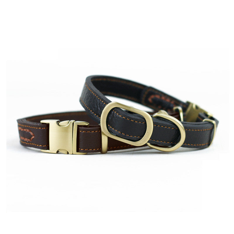 Leather Pet Dog Heavy Duty Solid Color Collars