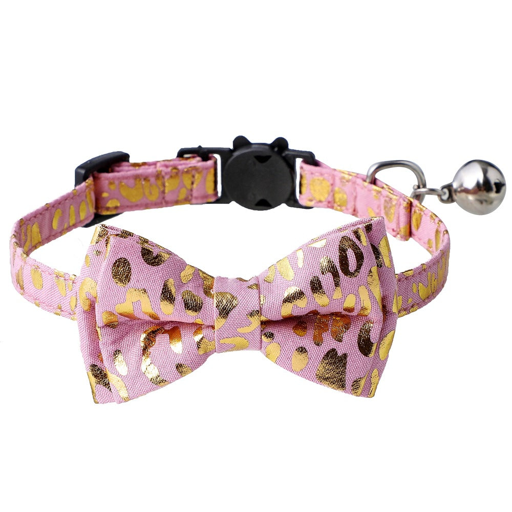 Bronzing Leopard Print Bow Knot Cat Collars