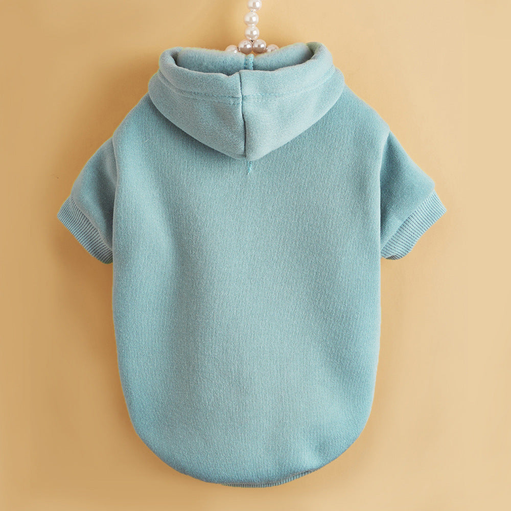 Pet Cat Solid Hooded Sweatshirt Winter Warm Hoodies Outfit