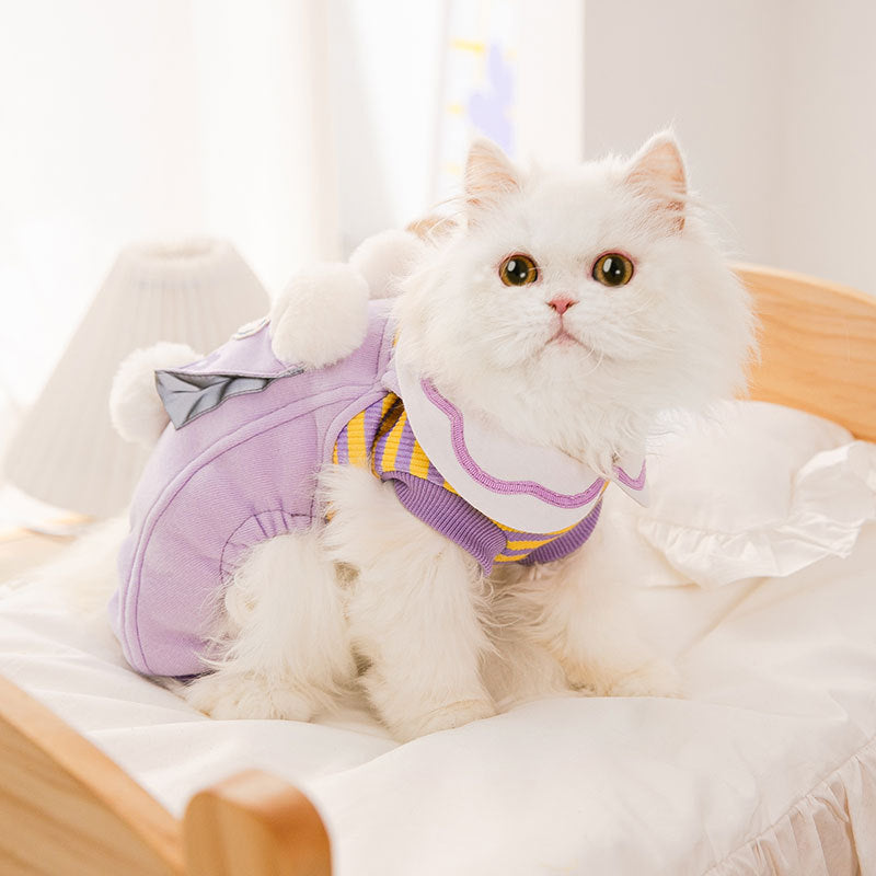 Winter Warm Cat Stripe Fleece Four-legged Coat Jumpsuit Pet Clothes