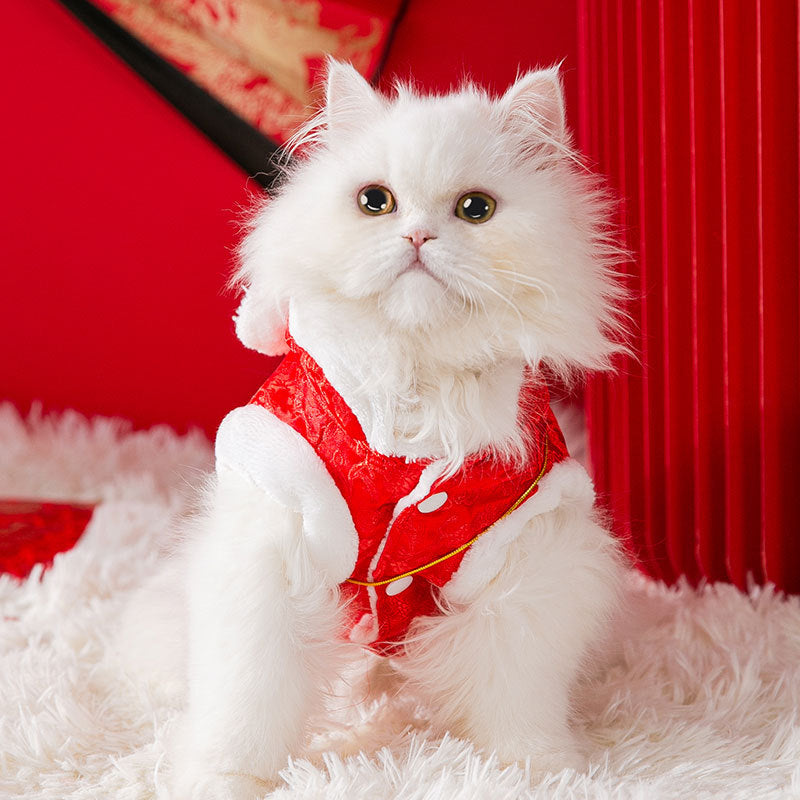 Pet New Year Tang Suit Cat Dress Thick Coat Clothes