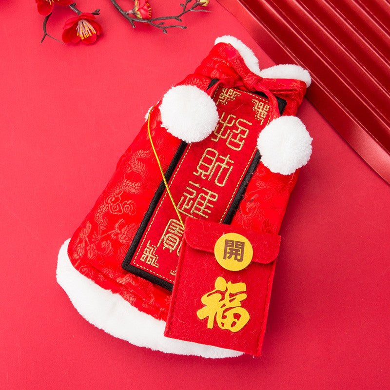 Pet New Year Tang Suit Cat Dress Thick Coat Clothes