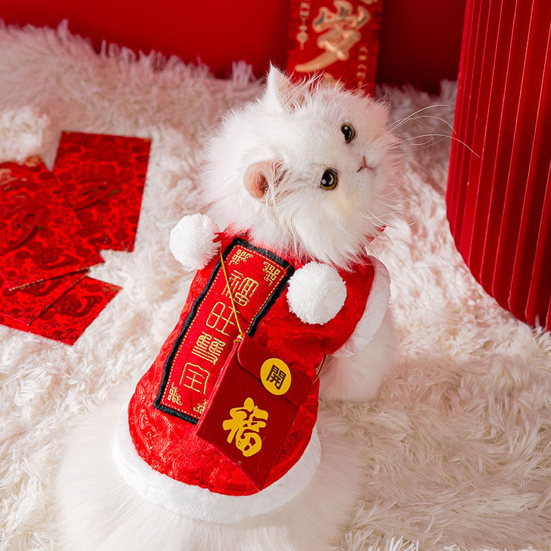 Pet New Year Tang Suit Cat Dress Thick Coat Clothes