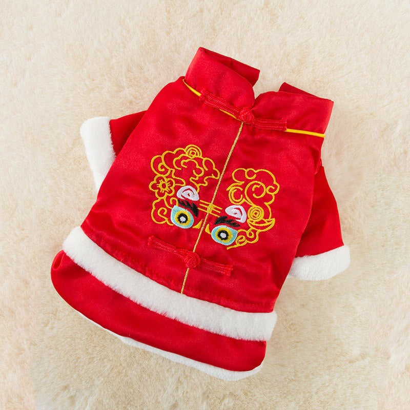 Pet New Year Tang Suit Cat Dress Thick Coat Clothes