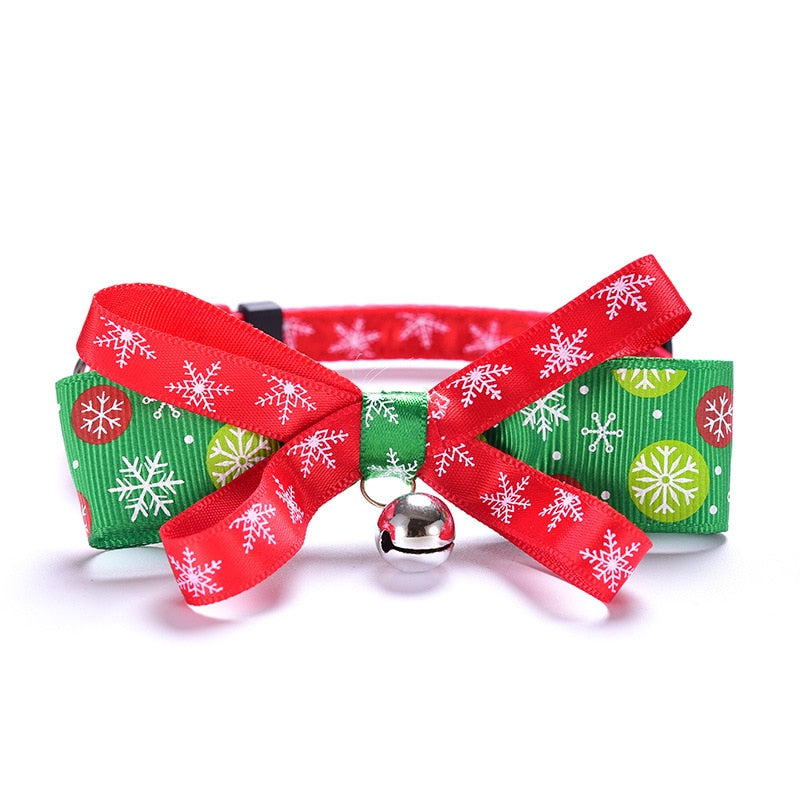 Pet Cat Collar Bell Christmas Bow-Knot Adjustable Kitten Puppy Bow Tie
