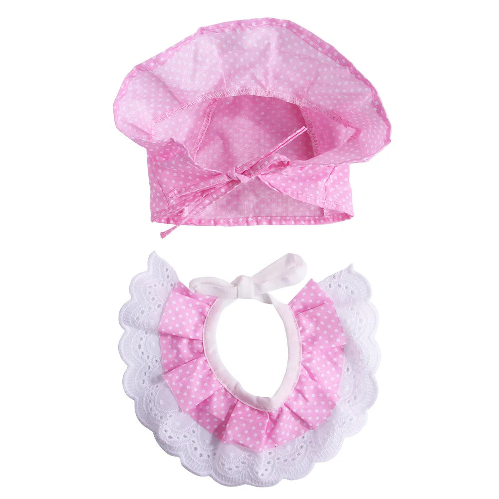 Pet Cat Lace Scarf Hat Set Cute Polka Dot Saliva Towel Pet Lace Hat