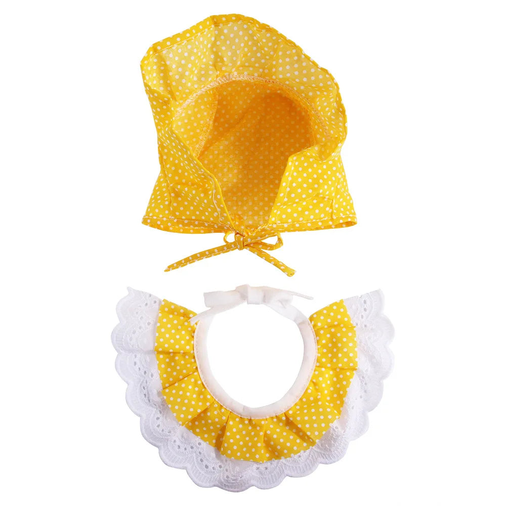 Pet Cat Lace Scarf Hat Set Cute Polka Dot Saliva Towel Pet Lace Hat