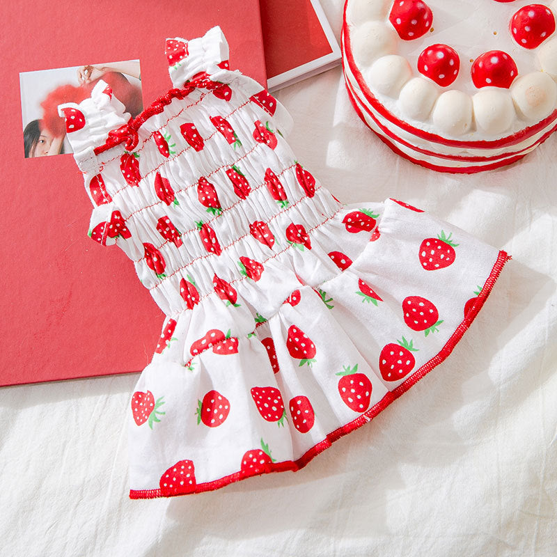 Strawberry For Dogs Dress Suspenders Pet Dog Clothes