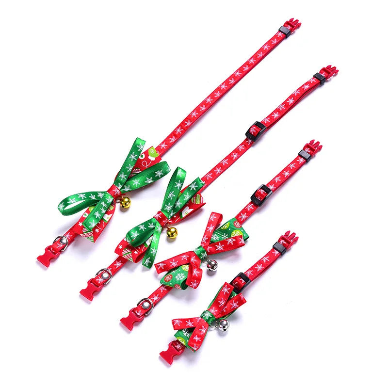 Pet Cat Collar Bell Christmas Bow-Knot Adjustable Kitten Puppy Bow Tie