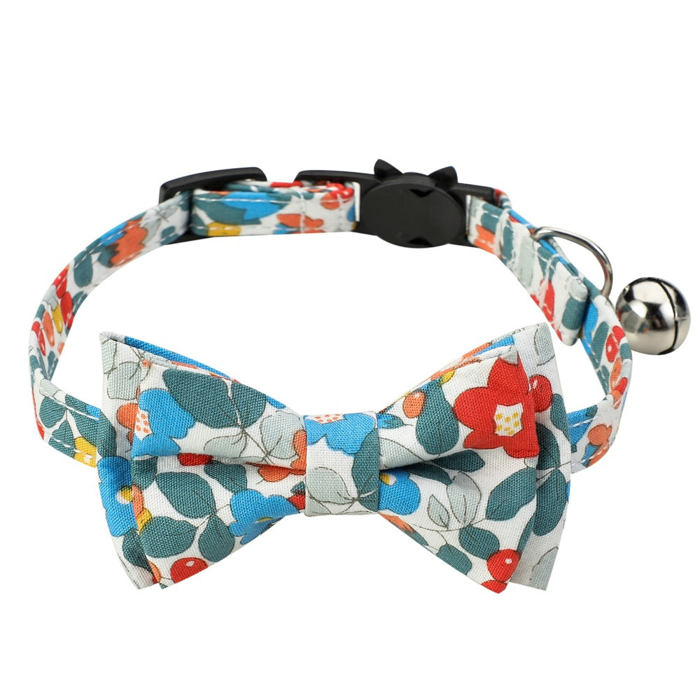 Floral Pet Bow Knot Cat Bow Tie Collars With Bell