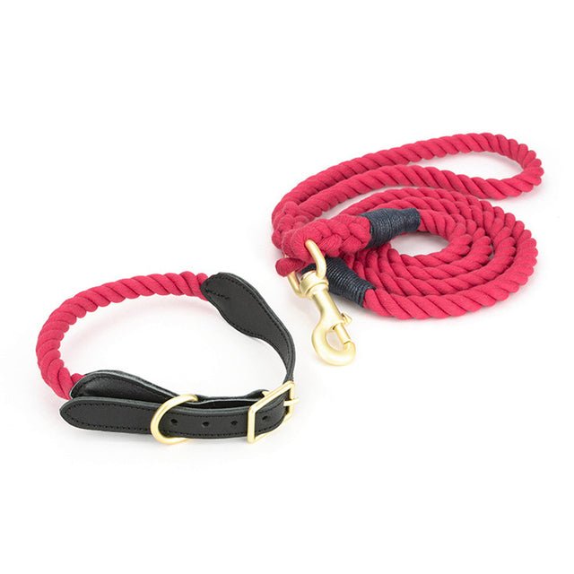 Premium Cotton Rope Dog Leash Collar Set
