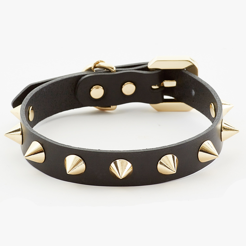 Golden Spike Black Collar - [[Product type]] | Buffy's