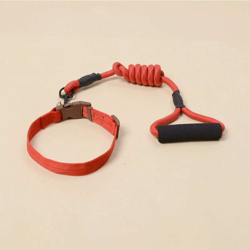 Solid Color Pet Adjustable Chest Strap Harness Leash With Collar Set