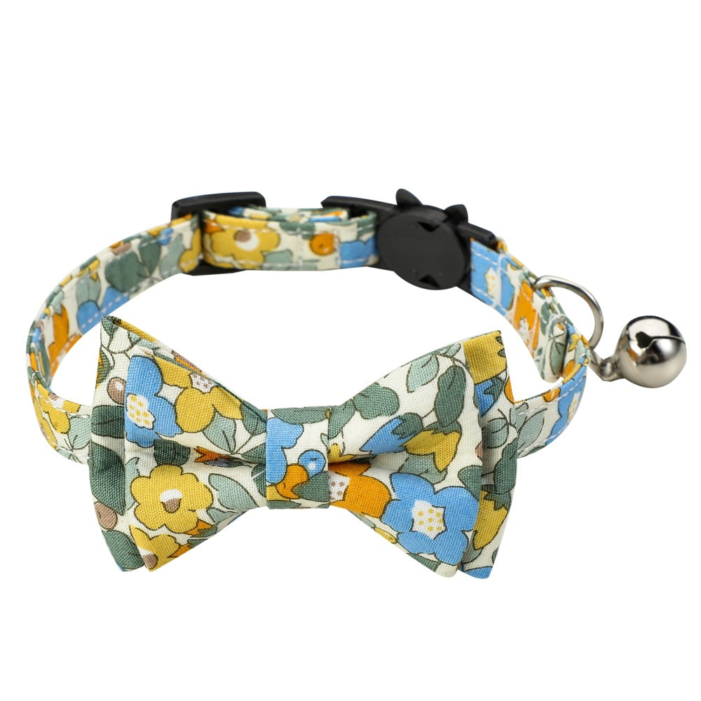 Floral Pet Bow Knot Cat Bow Tie Collars With Bell