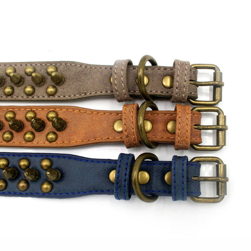 Adjustable Leather Spiked Studded Pet Dog Collars