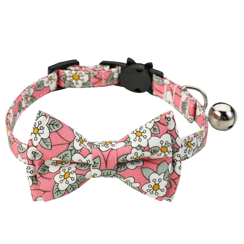 Floral Pet Bow Knot Cat Bow Tie Collars With Bell
