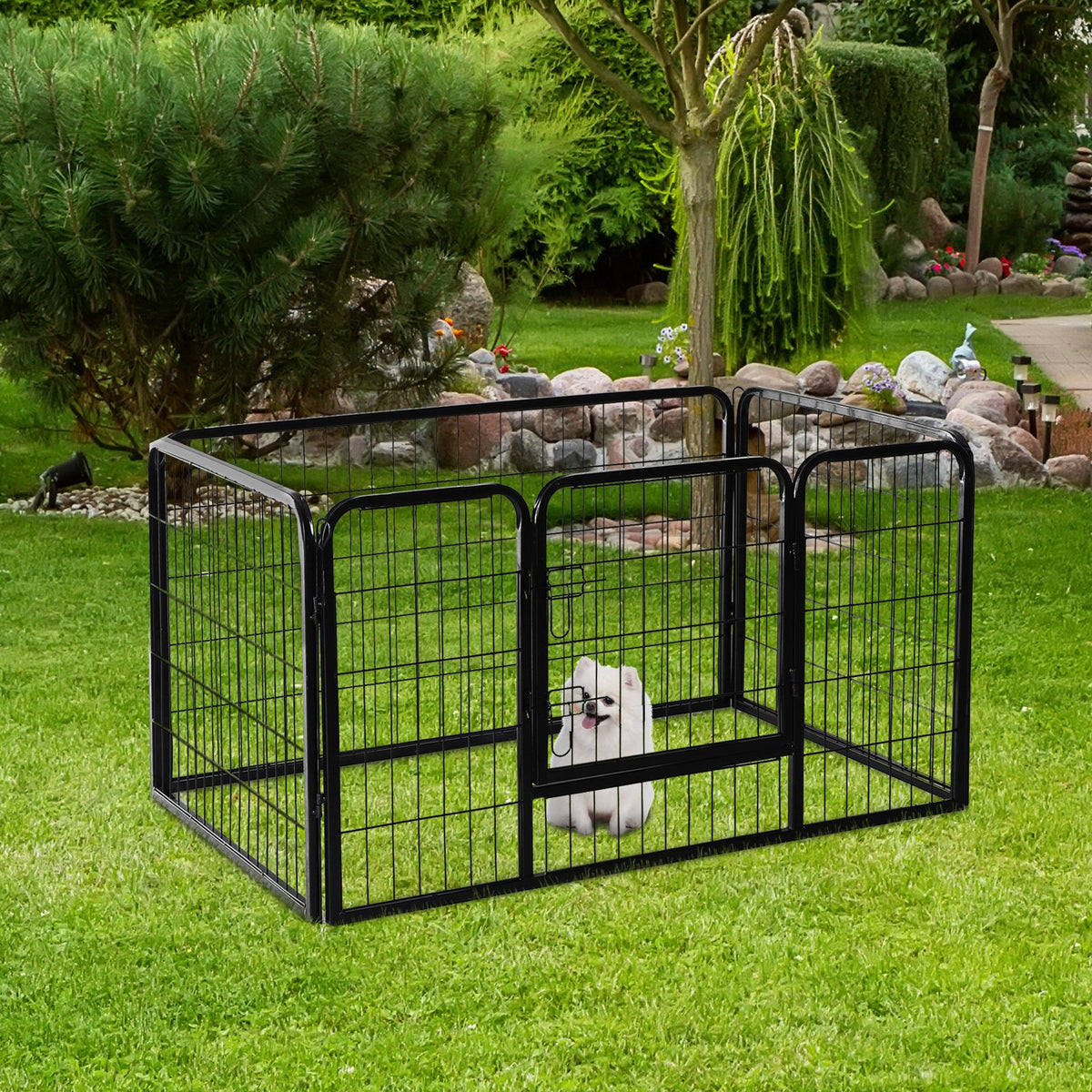 PawHut 49" 4 Panel Black Pet Playpen Heavy Duty Puppy Cat Dog Pen - [[Product type]] | Buffy's