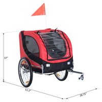 PawHut Foldable Pet Bike Trailer Dog Cat Travel Bicycle Carrier, Red - [[Product type]] | Buffy's