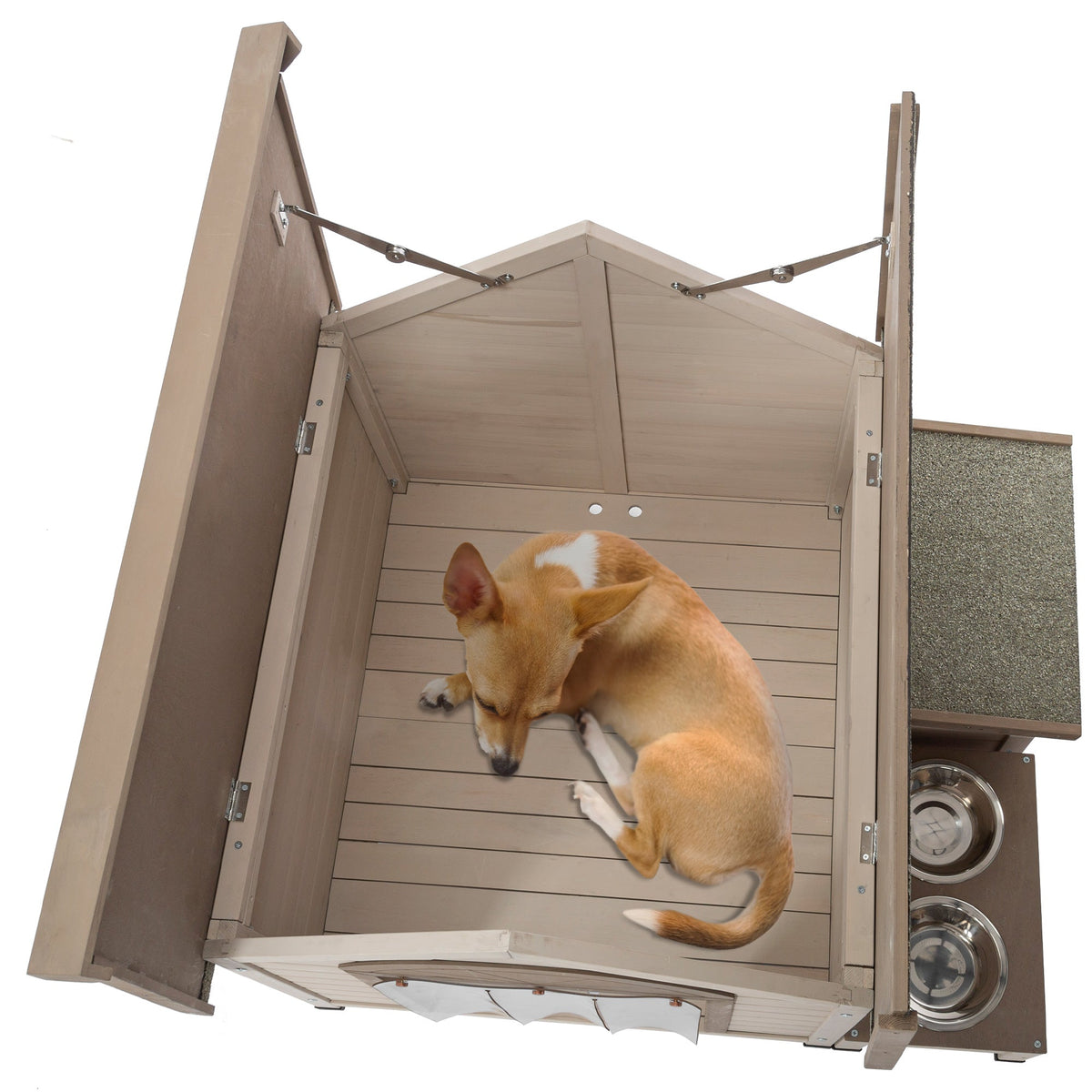 Outdoor fir wood dog house with an open roof ideal for small to medium - [[Product type]] | Buffy's