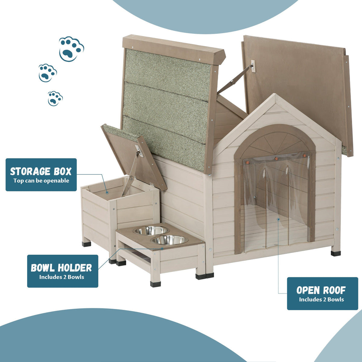Outdoor fir wood dog house with an open roof ideal for small to medium - [[Product type]] | Buffy's