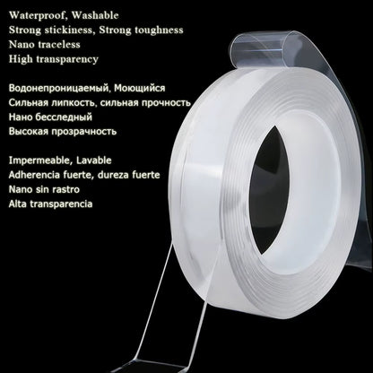 Nano Tape Waterproof Wall Sticker Traceless Removable Kitchen Bathroom Accessories Decor Paster Transparent Double Sided Tapes