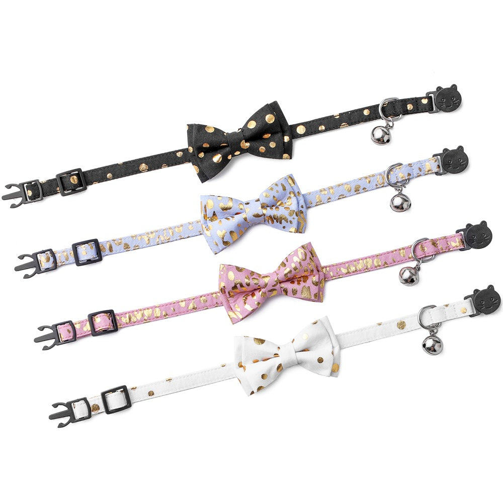 Bronzing Leopard Print Bow Knot Cat Collars