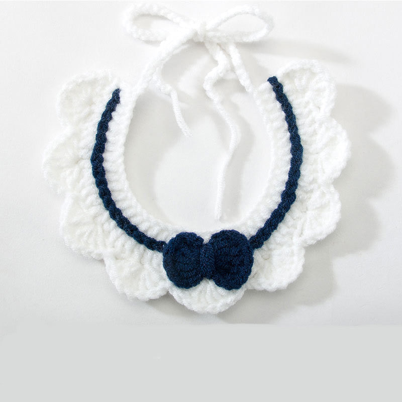 Cat Collar Crochet Woolen Thread Bandage Cape Bib