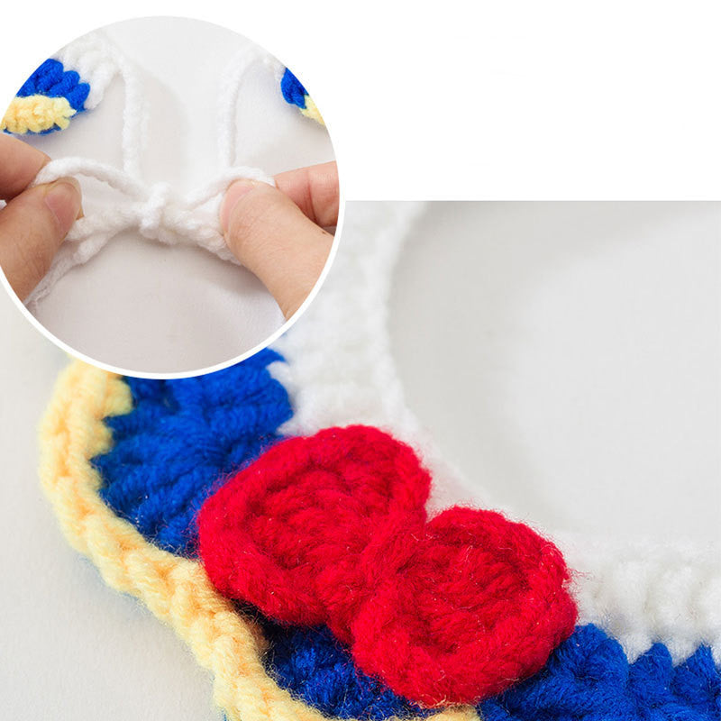 Cat Collar Crochet Woolen Thread Bandage Cape Bib